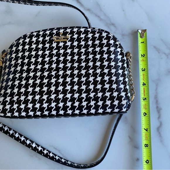 KATE SPADE Black & White Hilli Cameron Street Houndstooth Chain Crossbody - Picture 10 of 14